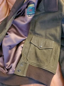 Schott NYC Made in USA.Herring & Suede Rare Jacket NEW/TAGS SZ MED-/OLIVE  NWT   - Picture 1 of 10
