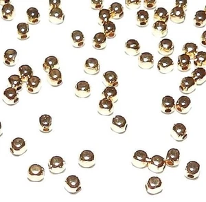 MB438 Bright Gold 2mm Smooth Squared Round Plated Brass Metal Beads 100pc - Picture 1 of 1