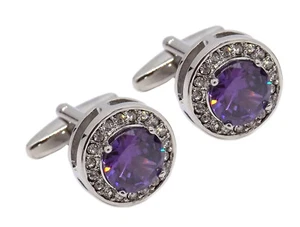Gemelos de boda lila púrpura Swarovski diseño de cristal para hombre GEMELOS DIRECTOS - Imagen 1 de 8
