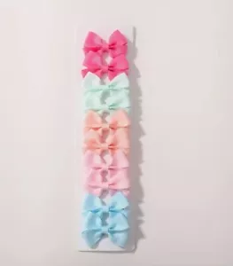 Assorted Hair Bow Clips Grosgrain Ribbon Baby Toddler Girl Hair Barrette Set - Picture 1 of 7