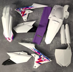 Plásticos + Gráficos + Funda Asiento Yamaha YZ450F 2014-2017 YZ250F 2014-2018 Retro - Imagen 1 de 13