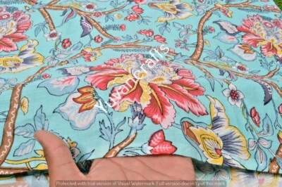 5 Yard Hand Block Print Handmade Cotton Indian Natural Sanganeri Print Fabric - Image 1 of 3