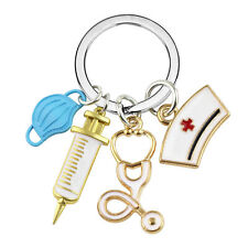 Key Chain Alloy Women Girls Student StethoscopeWith Nurse Cap Pocket