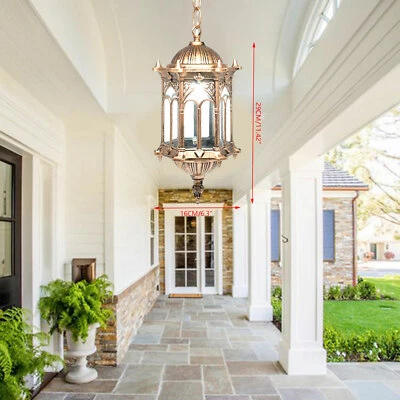 Outdoor Pendant Light Porch Hanging Light Lantern Exterior Ceiling Lamp Fixture - Image 1 of 4