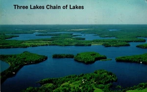 Postcard three Lakes chain of Lakes, Wisconsin - Picture 1 of 2
