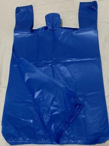 Bags 1/6 Large 21 x 6.5 x 11.5 Blue Unprinted T-Shirt Plastic Grocery Shopping - Picture 1 of 5