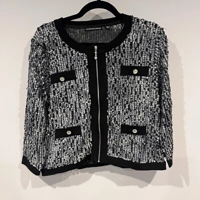 Michael Simon сетки и блестками молнии спереди куртка - размер PL - Изображение 1 из 4