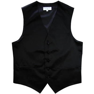 New Men's Formal Tuxedo Vest Waistcoat only solid Black wedding prom party - Image 1 of 3