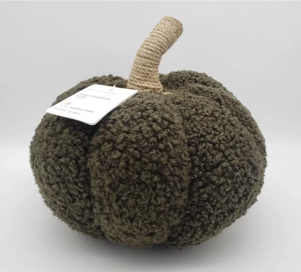 NUEVO CON ETIQUETAS Pottery Barn Acogedora Almohada Calabaza Loden Verde Sherpa Otoño Halloween  Foto 1 de 1