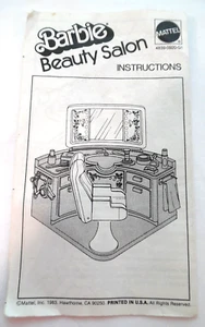 Barbie Beauty Salon 1983 folleto de instrucciones 12 páginas - Imagen 1 de 3