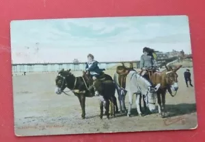 Postal Donkeys Blackpool Beach 1907 Rahael Tuck Charmette - Imagen 1 de 2