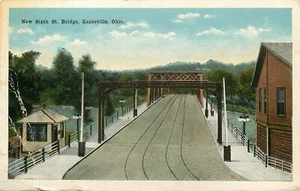 Postkarte Ohio Zanesville Sixth St Bridge White Border 1916 - Bild 1 von 2