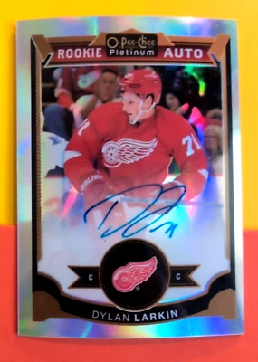 DYLAN LARKIN AUTO ROOKIE 2015-16 O-PEE-CHEE PLATINUM RAINBOW #165 WINGS - Image 1 of 4