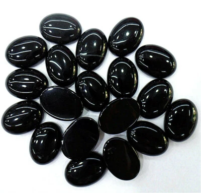 10Pcs 18x13x5mm Wholesale Black Obsidian Oval Cab Cabochon Jewelry Making HH7179 - Image 1 of 2
