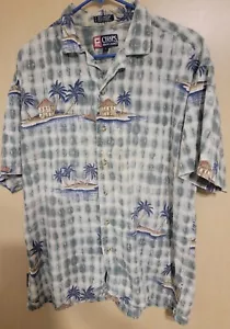 Chaps Linen Blend Mens LG Shirt Hawaiian Short Sleeve Button up multicolored - Picture 1 of 7