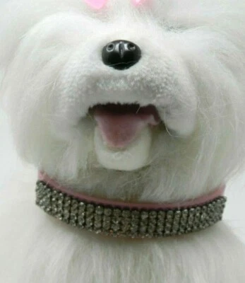 Collar de perro con diamantes de imitación/diamante - mediano 16" de largo - rosa Foto 1 de 3