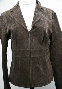 Mark Alen Vintage Women's 3/4 Zip Suede Hip Length Jacket Chocolate Medium New - Picture 1 of 4