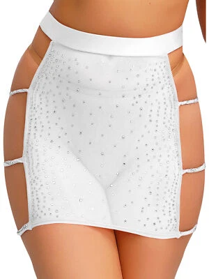 DE ranrann Damen Transparent Rock mit Glanz Sexy Elastisch High Waist Minirock - Bild 1 von 2