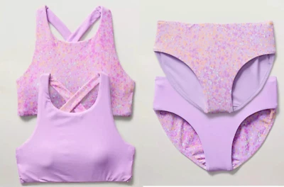 Athleta Girl M/8-10 Reversible Bikini Set Sun Spray Lilac Medium Size 8-10 - Image 1 of 4