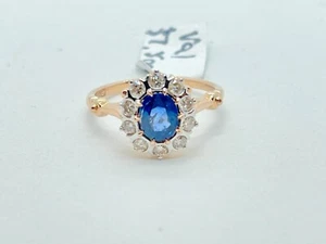 GORGEOUS 1950s REPLICA SAPPHIRE AND DIAMOND RING VALUATION $7,500 - Picture 1 of 10