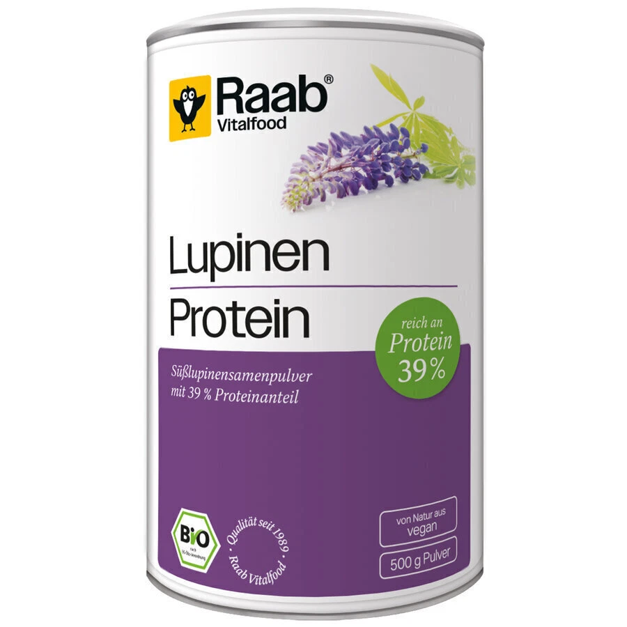 Raab Vitalfood Bio Lupinen Protein 500g I Veganes Protein-Pulver mit 39% Eiweiß