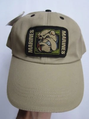 EE. UU. "MARINES" CORPS DETRÁS DEL CUERPO BULLDOG ADJ. GORRA SOMBRERO, BEIGE, HALCÓN, ¡NUEVA CON ETIQUETAS! Foto 1 de 4