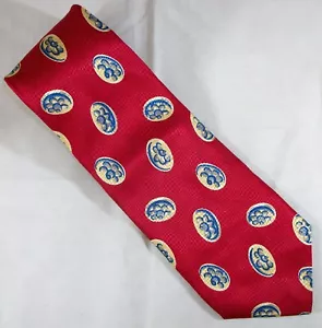 HART SCHAFFNER & MARX Red & Blue Flowers Silk Neck Tie 59" Long x 4" Wide (E999) - Picture 1 of 3
