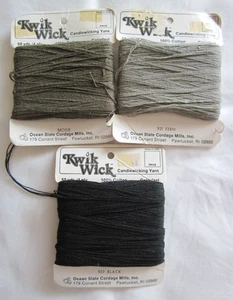 Kwik Wick 4 Ply Candlewicking Yarn ~ Lot of 3  ~ Fern, Moss, Black ~ 50 yds Each - Picture 1 of 5