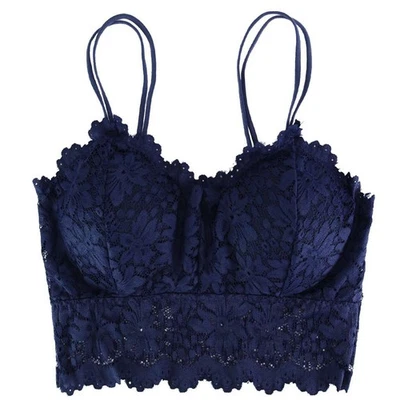 Sexy Mujeres Encaje Cuello en V Acolchado Lencería Crochet Bralette Sujetador Top Corto Cami Tanque Foto 1 de 4