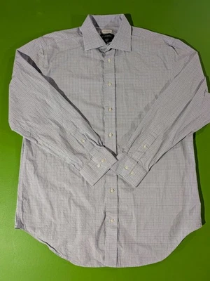 Jos A Bank Tailored Shirt 17 34/35 Blue Plaid Check Button Down Long Sleeve Men - Image 1 of 4