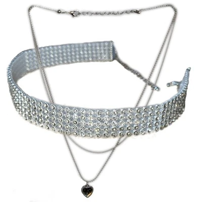 ✅Kristall Choker Halsband & Halskette Herz💚(Smaragd Optik) Silber Mode Schmuck✅ - Bild 1 von 4