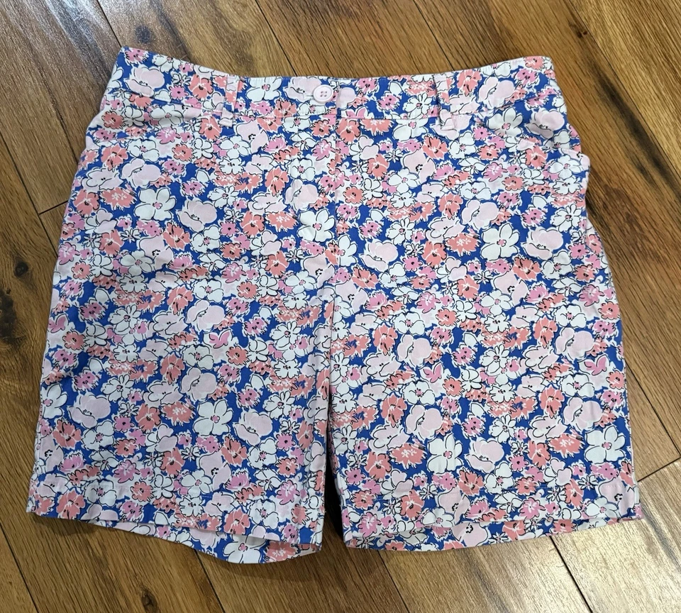 Pantalones Cortos Elásticos Chinos Talbots Para Mujer Talla 6 Rosa Azul Bolsillos Florales 6.5" Ins. Foto 1 de 4