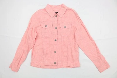 Jones & Co Women’s 100% Linen Peach Jacket, Blazer M Button Front European Flax - Image 1 of 4