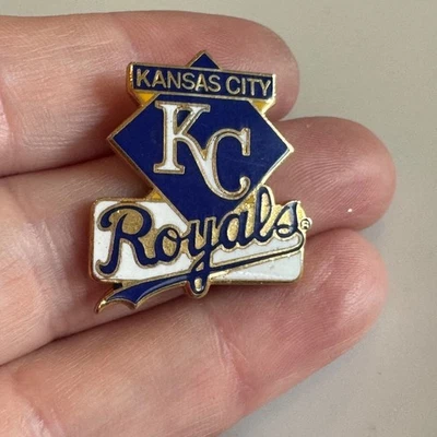 Vintage 1988 Kansas City Royals Diamond KC Script Enamel Lapel Pin - Image 1 of 3
