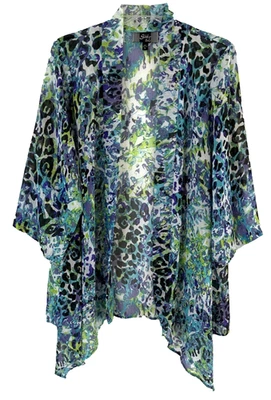 Chaqueta Transparente Marca Slinky Talla L Multicolor Geométrica Frente Abierto Mujer CB42R Foto 1 de 4