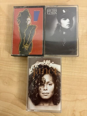 Lot of 3 Janet Jackson Music Cassette Vintage tapes Control Rhythm Nation Janet Foto 1 de 4