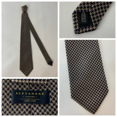 Corbata ALEXANDRE London Savile Row azul amarillo espiga seda Italia YGI T5-20 Foto 1 de 4