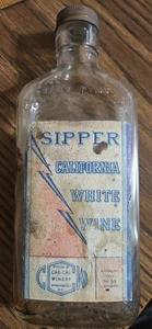 Botella de frasco de vino blanco vintage CAR-CAL “Sipper” California 1/2 pinta con etiqueta - Imagen 1 de 9