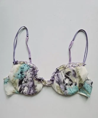 Sujetador La Perla Etiqueta Negra Seda Algodón Renacimiento Pinup Lencería Italia 2 34C  Foto 1 de 4