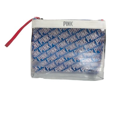 РОЗОВЫЙ косметический мешочек/браслет Med синий белый красный логотип печать прозрачный ремешок на запястье - Изображение 1 из 4