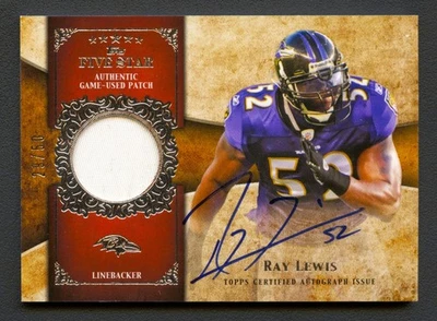 RAY LEWIS 2011 TOPPS FIVE STAR RAVENS HOF PATCH AUTO AUTOGRAPH /50 *GAME-USED* - Image 1 of 2