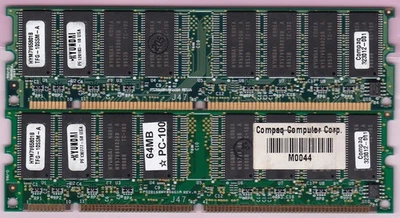 128MB 2x64MB PC-100 Hyundai HYM7V65801B TFG-10SSM-A PC100 3.3V 323012-001 Kit - Image 1 of 4