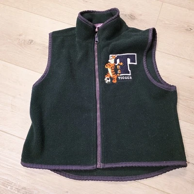Chaleco De Colección Años 90 Y2K Disney Pooh Tigre Bordado Verde Vellón Cremallera Niño Pequeño Talla 4 Foto 1 de 4
