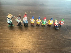 Vintage Plastic Gnome Miniatures Hong Kong Set Of 9 - Picture 1 of 9