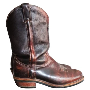 Vintage Chippewa American Bison Brown Leather Cowboy Boots 9.5 EE USA Thick Hide - Picture 1 of 9