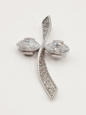 Ciondolo X Collana Donna Argento 925 Zirconi A Marquise Pavé Croce Crocifisso  - Immagine 1 di 4