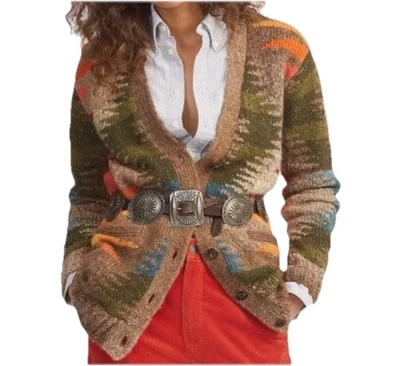 Cárdigan Suéter De Colección Ralph Lauren Tejido a Mano Azteca Suroeste Indio P/P (S, M) Foto 1 de 4