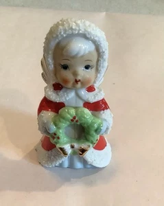 Statuina vintage angelo di Natale ragazza con ira bordo spaghetti Giappone Enesco (146ia) - Foto 1 di 5