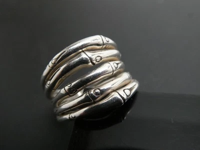 Anillo John Hardy Plata de Ley 925 Colección Multi Bambú Banda Ancha Talla 7 Foto 1 de 4