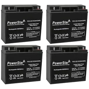 PowerStar 12V 22Ah AGM Battery for Baoshi 6-DZM-20 6DZM20 Scooter - 4 Pack - Picture 1 of 10